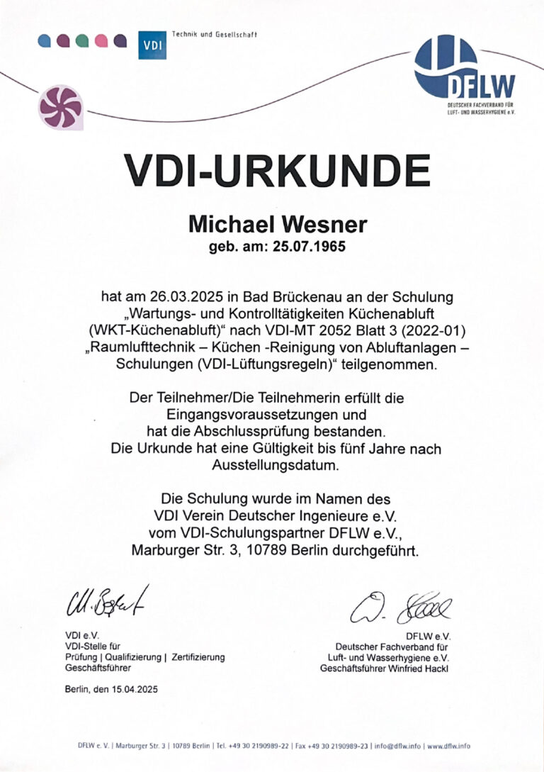 Urkunde - VDI Verein Deutscher Ingenieure e.V.